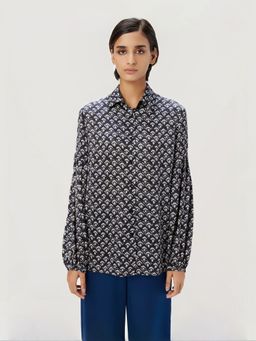 Genes Lecoanet Hemant - Women Long Sleeves Blue Printed Shirt