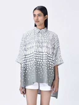 Genes Lecoanet Hemant - Women High-Low Hemline Cotton Printed Shirt