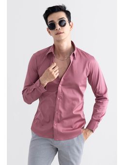 Snitch - On Loop Coral Pink Satin Stretch Shirt for Men
