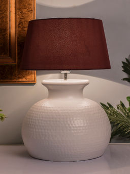 Homesake - White Hammered Pitcher Table Lamp Red Drum