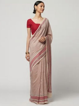 Fabindia - Viscose Silk Block Printed Sari