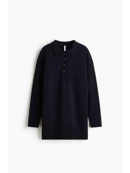 H&M - Women Blue Knitted Polo Dress