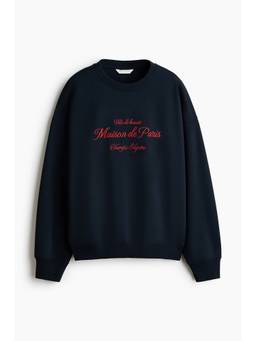 H&M - Women Navy Blue Loose-Fit Sweatshirt