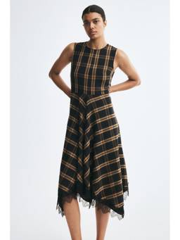 H&M - Women Brown Lace-Trimmed Handkerchief Dress