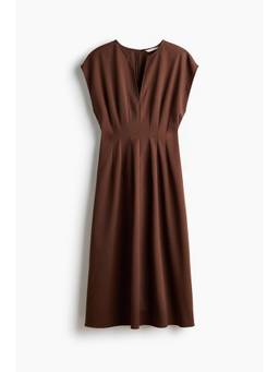 H&M - Women Brown Cap-Sleeved Midi Dress