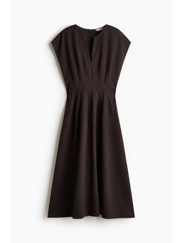 H&M - Women Brown Cap-Sleeved Midi Dress