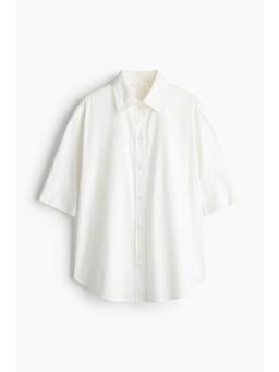 H&M - Women White Short-Sleeved Cotton Poplin Shirt