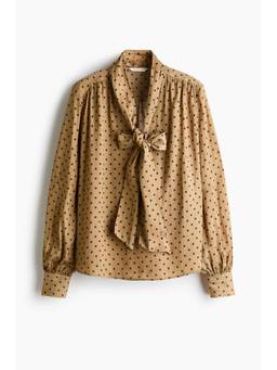 H&M - Women Brown Oversized Scarf-Collar Blouse
