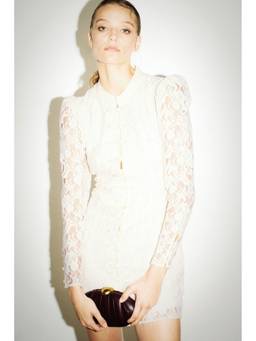 H&M - Women Beige Knot-Button Lace Dress