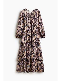 H&M - Women Brown Tiered Tie-Detail Dress