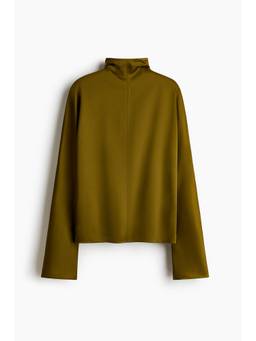 H&M - Women Green Satin Turtleneck Blouse
