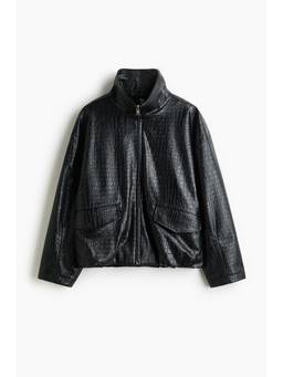 H&M - Women Black Oversized coated jacket