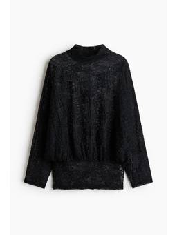 H&M - Women Black Loose-fit lace top