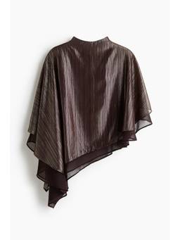 H&M - Women Brown Asymmetric turtleneck cape Top