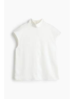 H&M - Women White Stand-collar satin blouse
