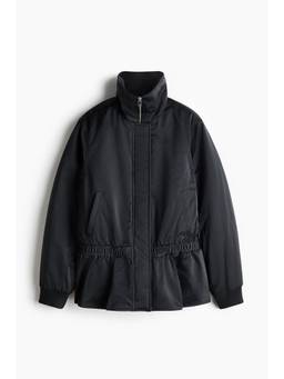 H&M - Women Black Peplum bomber jacket