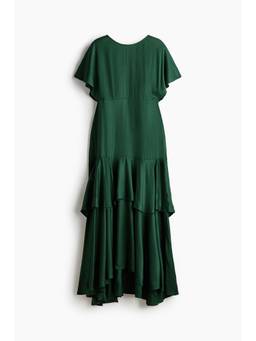 H&M - Women Green Tiered-skirt viscose dress
