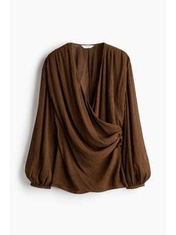 H&M - Women Brown Crinkled wrap blouse