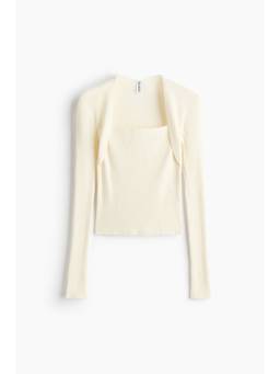 H&M - Women White Bolero-look rib-knit top