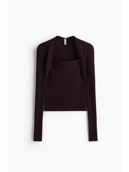 H&M - Women Purple Bolero-look rib-knit top