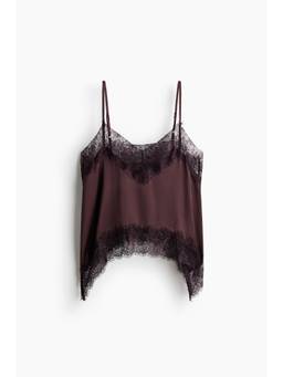 H&M - Women Purple Lace-trimmed strappy top