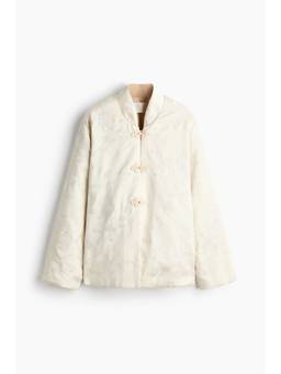 H&M - Women White Embroidered knot-button jacket