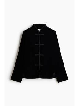 H&M - Women Black Knot-button velvet jacket