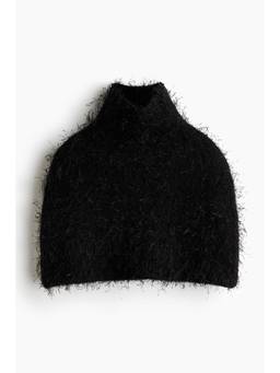 H&M - Women Black Fluffy-knit cape