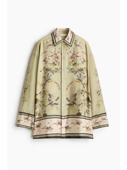 H&M - Women Green Oversized patterned shirt