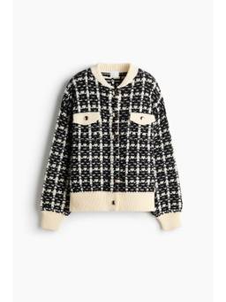 H&M - Women Black Oversized boucle-knit cardigan