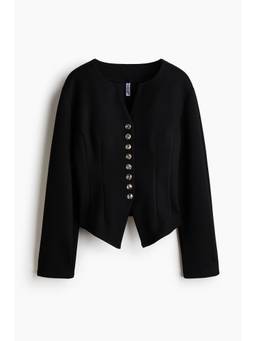 H&M - Women Black Long-sleeved fitted cardigan