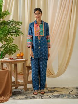 Autumnlane - Ayesha Azure Printed Muslin Co-Ord (Set of 2)