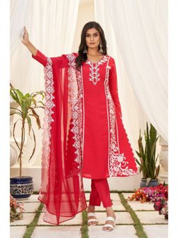 Autumnlane - Shafia Red Pakistani Kurta (Set of 3)
