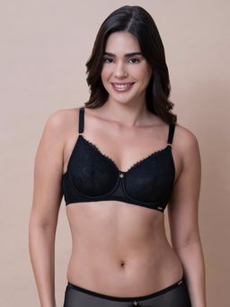 Amante - Polyamide Self Design Non-Padded Full Cup Underwired Full Figure Bra - Black