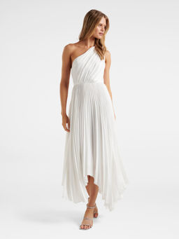 Forever New - White Bronte Satin Pleated Midi Dress