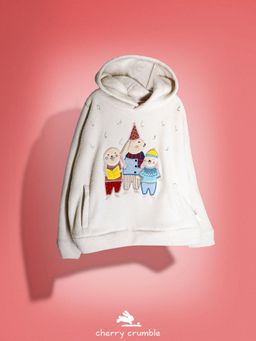 CHERRY CRUMBLE BY NITT HYMAN - Unisex Cream Regular Length Embroidered Sweatshirt