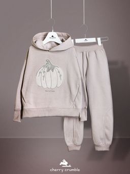 CHERRY CRUMBLE BY NITT HYMAN - Unisex Light Grey Regular Length Solid Hoodie & Joggers