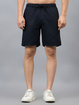 Cantabil - Mens Solid Navy Blue Casual Bermuda