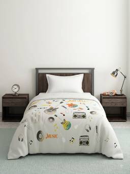 Ddecor Live Beautiful - 100% Cotton Graphic 145TC Single Quilt - Grey