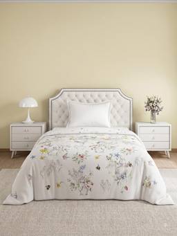 Ddecor Live Beautiful - 100% Cotton Graphic 145TC Single Quilt - White