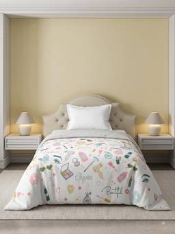 Ddecor Live Beautiful - 100% Cotton Graphic 145TC Single Quilt - White