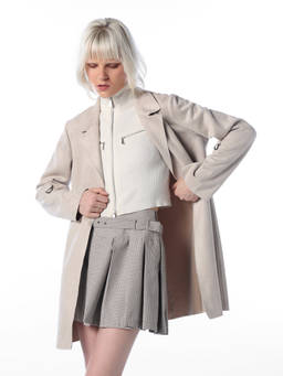 ONLY - Women Beige Solid/Plain Polyester Blend Coat