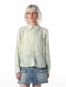 ONLY - Women Green Self Design Polyester Shirt