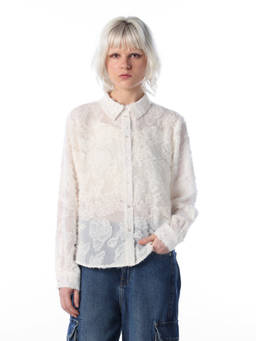 ONLY - Women White Self Design Polyester Shirt