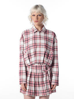 ONLY - Women Pink Checks Polyester Jacket