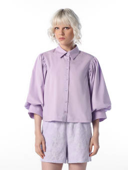 ONLY - Women Purple Solid/Plain Cotton Blend Shirt