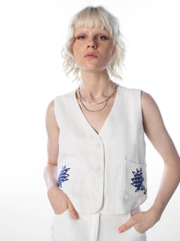 ONLY - Women White Embroidered Cotton Top