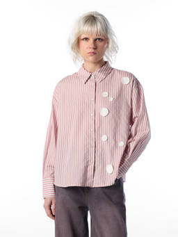 ONLY - Women Pink Stripes Cotton Shirt