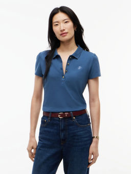 Tommy Hilfiger - Women Blue Solid/Plain Cotton Polo T-Shirt