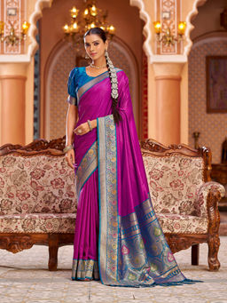 Elora - Pink Soft Silk Banarasi Jacquard Work Saree with Unstitched Blouse